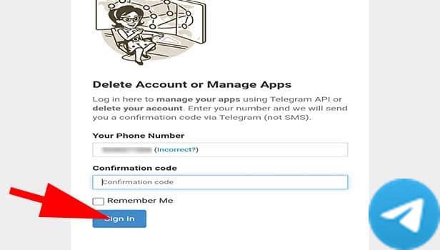 从网页删除Telegram账户 步骤4