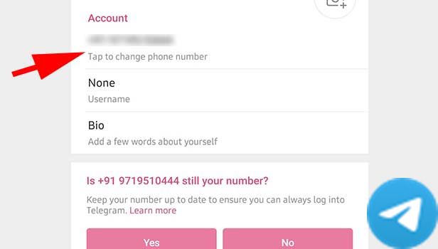 图示更改电话号码用Telegram步骤3